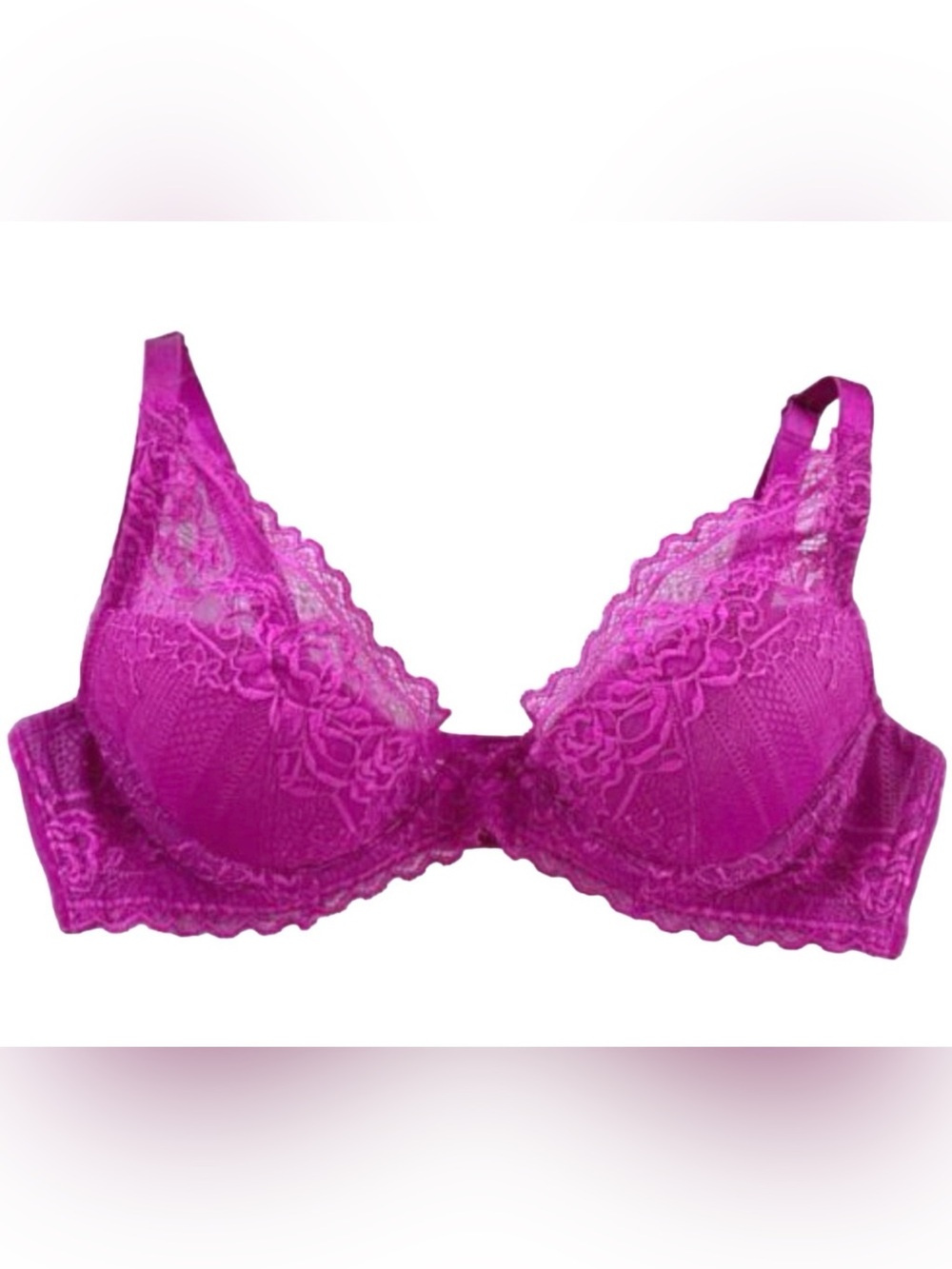 NEW TRIUMPH FUCHSIA PINK DARLING LACE UNDERWIRE PLUNGE BRA 34A